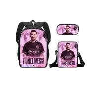 (style 4) Football school bag Miami International Messi three-piece backpack
