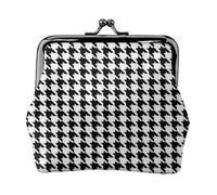 Style (404) Buckle Closure Coin Purses, Cute Vintage Change Purse Wallets (Black and White Houndstooth)