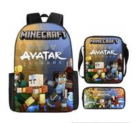 (Style 7) Minecraft Cartoon Printed Backpack Student Schoolbag Shoulder Bag Pencil Bag