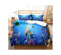 (Style 9, Single 135*200cm) Duvet Cover for Minecraft Fans Series Printed Bedding Cartoon Pillowcase