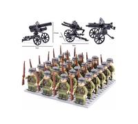 (Style A 24pcs) Minifigures 24pcs Military Building Blocks Eight-nation Phalanx Assembling WW2 Military Games Sand Tables Collections