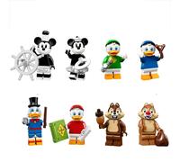 (Style A 8pcs) 16PCS Disney Mickey Donald Duck Minifigures Toys Fit Lego
