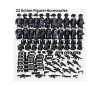 (Style A) Black Soldiers Military Swat Jeeps Minifigures Assembling Toy Set Building Block