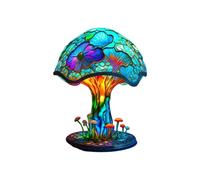 (Style A) Colorful Resin Flower Mushroom Table Lamp Home Bedroom Decoration Powered Usb