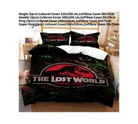 (Style A, Double(200x200cm)) Jurassic Pattern Park Digital Print Duvet Cover Pillowcase Bedroom Set Bedding