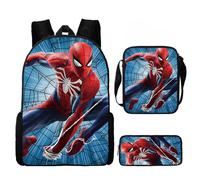 (Style A, Pencil Case) Spider-Man Backpack 3pcs Set Cartoon School Bag for Boys Children's Backpack Superman Style Spider-Man Batman