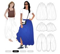 Style Arc Sewing Pattern - Sophia Woven Bubble Skirt and Pant (Sizes 04-16)