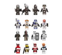 (Style B 16pcs) 24pcs Star Wars Clone Trooper Cody Rex Commander Fit Lego Minifigures