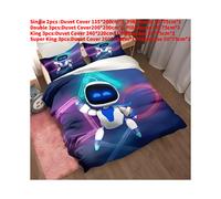 (Style B, Double(200x200cm)) Astro Cartoon Bot Bedding Duvet Cover Pillow Case Set Single Double Bedroom