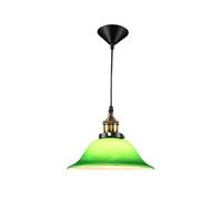 Style Bankers Pendant Light Retro Green Glass Hanging Lamp Industrial Vintage Height Adjustable Ceiling for Restaurant Bedroom Living Room Bar Coffee Shop