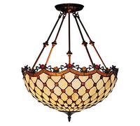 Style Ceiling Light Fixture, V-intage Stained Glass Chandeliers, Adjustable Retro Decor Pendant Hanging Lamp for Bedroom Living Room Kitchen Island, E27 [Energy Class A +],A,16 inch Interesting,H