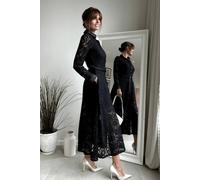 Style Cheat Women's Daphne Black Lace Belted Shirt Dress | Size: 8 Style Cheat Black 8
