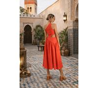 Style Cheat Women's Jasmine One-Shoulder Cut-Out Midi Coral Dress | Size: 14 Style Cheat Coral 14
