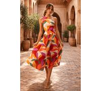 Style Cheat Women's Jasmine One-Shoulder Cut-Out Midi Multi Dress | Size: 16 Style Cheat Multicolor 16