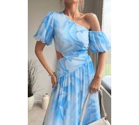 Style Cheat Women's Jennifer Asymmetric Cut-Out Midi Dress in Blue in Brown | Size: 10 Style Cheat Brown 10