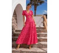Style Cheat Women's Zoe Pink Animal Tiered Cutout Maxi Dress | Size: 16 Style Cheat Pink 16