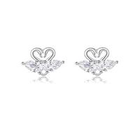 Style Chic Elegant Love Swan Ear Studs 925 Clear Stud Earrings Engagement Statement Jewelry