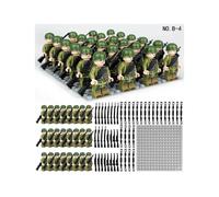 (Style D) 24pcs British German Soviet Army Square Army Military Building Block Set with Small Particle Assembly for Bottom Plate Toys