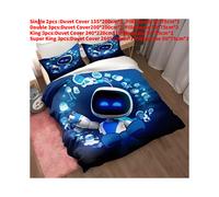 (Style D, Single(135x200cm)) Cartoon Astro Bot Bedding Duvet Cover Pillow Case Set Bedroom Single Double