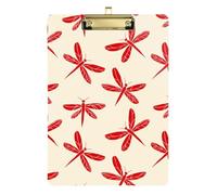 Style Dragonfly Ruby Red Office Mate Slim clipboard Plastic for Nurses Home Contractor Size 9 x 12 Gold