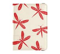 Style Dragonfly Ruby Red Passport Cover Holder Wallet Case Travel Passport Wallet With Vaccination Card Slot Lightweight