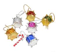 Style Drum Ornaments for Christmas Trees, Set of 12 Plastic Decorations with Etched Patterns for Seasonal Use (2.5 Cm, 12 Pieces)