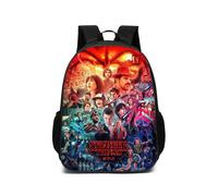 (Style E, 17-inch Single Layer Backpack) Stranger Things Cartoon Themed School Backpack for Kids, Padded Shoulder Straps, Light Weight School Bag for Primary and Middle School St...