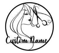 Style-E Hair Dresser Metal Wall Art - Personalized Salon Girl Sign, Custom Hairstyle Decor for Barber Shop & Hair Salon
