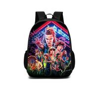 (Style F, 17-inch Single Layer Backpack) Stranger Things Cartoon Themed School Backpack for Kids, Padded Shoulder Straps, Light Weight School Bag for Primary and Middle School St...