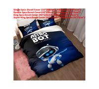 (Style F, Double(200x200cm)) Bot Astro Cartoon Bedding Duvet Cover Pillow Case Set Bedroom Single Double