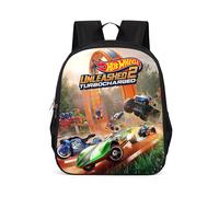 (Style F) Hot Wheels Trendy Backpack For Kids Single Layer Pvc School 15 Inch Bag