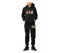 Style First Kids Unisex tracksuit Gnomes Print Christmas hooded jumper Xmas 2Pc Set Boys Pullover Top With Pockets Girls Trouser For Winters Black 13 year