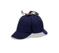 Style First Mens Deerstalker Sherlock Holmes Cap Herringbone Houndstooth Tweed Wool Hat-Navy Herringbone S-M