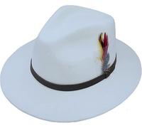 Style First Mens Fedora Hat Wide Brim Adjustable Removeable Fur Wool Trilby Hats Sun Hat -Sky Blue-S