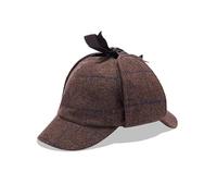 Style First Unisex Cap Men Deerstalker Sherlock Holmes Herringbone Tweed Wool Hat Mens Breathable Winter Cap-Brwn Chck-L/XL