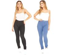 Style First Womens Denim Jeggings Plus Size Skinny Fit Stretch Ladies Skinny Jeans Jegging-Black Denim Blue Pack Of 2-16-18