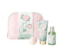 Style & Grace Spa Botanique Cosmetic Bag Gift Set Eco Packaging 100ml Body Lotion + 100ml Body Wash + 55g Bath Fizzer + Recycled Fabric Cosmetic Bag