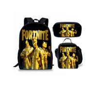 (Style H) 3pcs Fortnite Printing School Bag Backpack Lunch Box Pencil Bag Children Gift