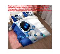 (Style H, Single(135x200cm)) Cartoon Astro Bot Bedding Duvet Cover Pillow Case Set Bedroom Single Double