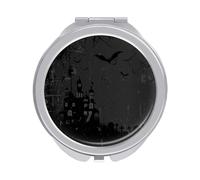 Style Halloween Bats Castle Vintage Retro Background Folding Make Up Mirror, Compact 2X/1X Magnification Mirror, Women Portable Travel Makeup Mirror 2.4 x 2.4 inch