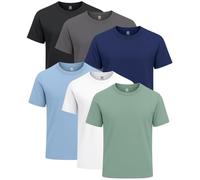 Style Horizon 6 Pack Mens Short Sleeve Crewneck T-Shirts, 100% Cotton Casual Round Neck Half Sleeved Tops (Combo-4, XXL)