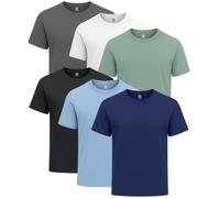 Style Horizon 6 Pack Mens Short Sleeve Crewneck T-Shirts, 100% Cotton Casual Round Neck Half Sleeved Tops (Combo-4, L)