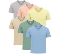 Style Horizon 6 Pack Mens Short Sleeve V-Neck T-Shirts, 100% Cotton Casual V Neck Half Sleeved Tops (Combo-2, XXXL)