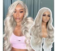 Style Icon 28 inch Long Wave Synthetic Wig 6x4 Pre-Cut Lace Long Blonde Body Wave Lace Front Wig Pre Plucked Glueless Synthetic Free Part Wig (TAHL14F/56E/56E)