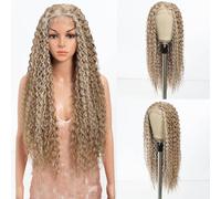 Style Icon 30 Inches Wigs for Black Women Deep Wave Lace Front wigs Synthetic Curly Wig Middle Part (HL23B/APRIC)