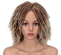 Style Icon 6" Short Dreadlock Wig Twist Wigs for Black Women Ombre Ash Blonde Short Curly Synthetic Wigs