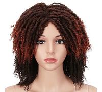 Style Icon 6" Short Dreadlock Wig Twist Wigs for Black Women Ombre Red Short Curly Synthetic Wigs