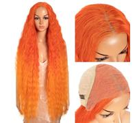 Style Icon 9x6 Super Long Curly Lace Front Wig 41 inch Orange Red Curly Wave Hair Glueless Wig for Women Free Part HD Lace Synthetic Heat Resistant Fiber Pre Plucked