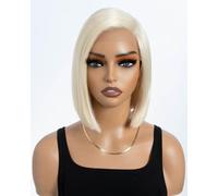 Style Icon Blonde Bob Lace Front Wigs Side Part Short Bob Wig for Women Synthetic Blunt Cut Bob Wigs 9 inch for Daily Party