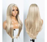 Style Icon Blonde Curtain Bangs Wig Synthetic Lace Front Wig T Part Lace 26 inch Long Layered Wave Wig for Women (P12/16/613)
